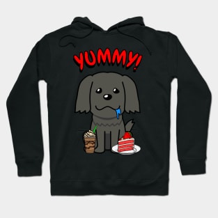 Cute black dog is having coffee and cake Hoodie